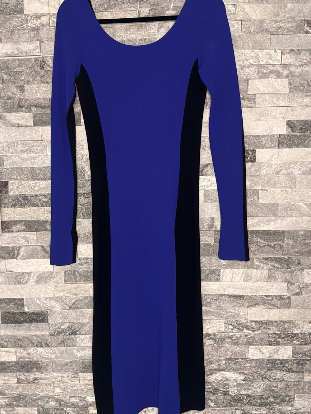 Diane Von Furstenberg Royal Blue & Black Long Sleeve Sheath Dress